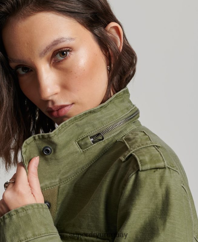 uy Superdry mujer Chaqueta militar con forro de borreguito Rookie caqui DT2N8Z5416 ropa