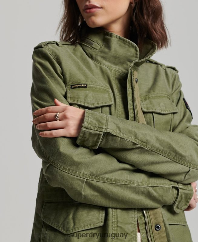 uy Superdry mujer Chaqueta militar con forro de borreguito Rookie caqui DT2N8Z5416 ropa