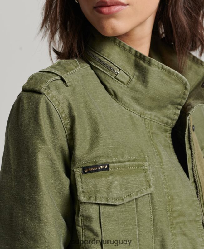 uy Superdry mujer Chaqueta militar con forro de borreguito Rookie caqui DT2N8Z5416 ropa
