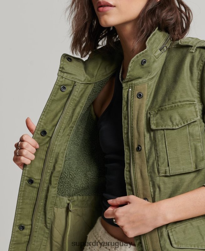 uy Superdry mujer Chaqueta militar con forro de borreguito Rookie caqui DT2N8Z5416 ropa