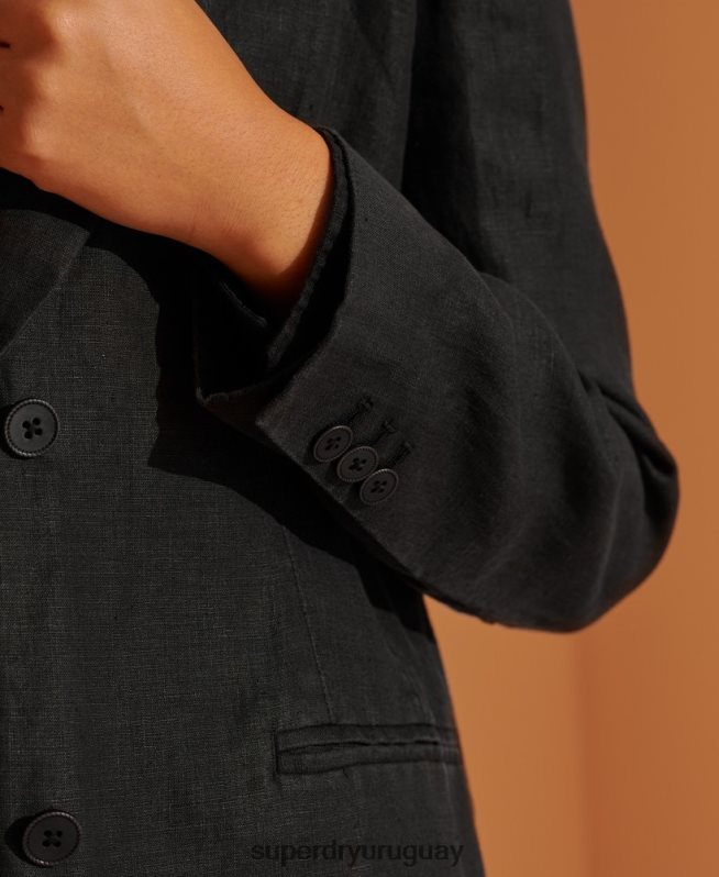uy Superdry mujer blazer de cáñamo de edición limitada negro DT2N8Z5541 ropa
