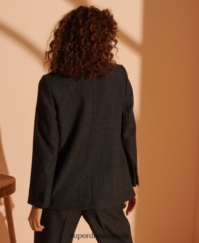 uy Superdry mujer blazer de lana de edición limitada negro DT2N8Z5475 ropa