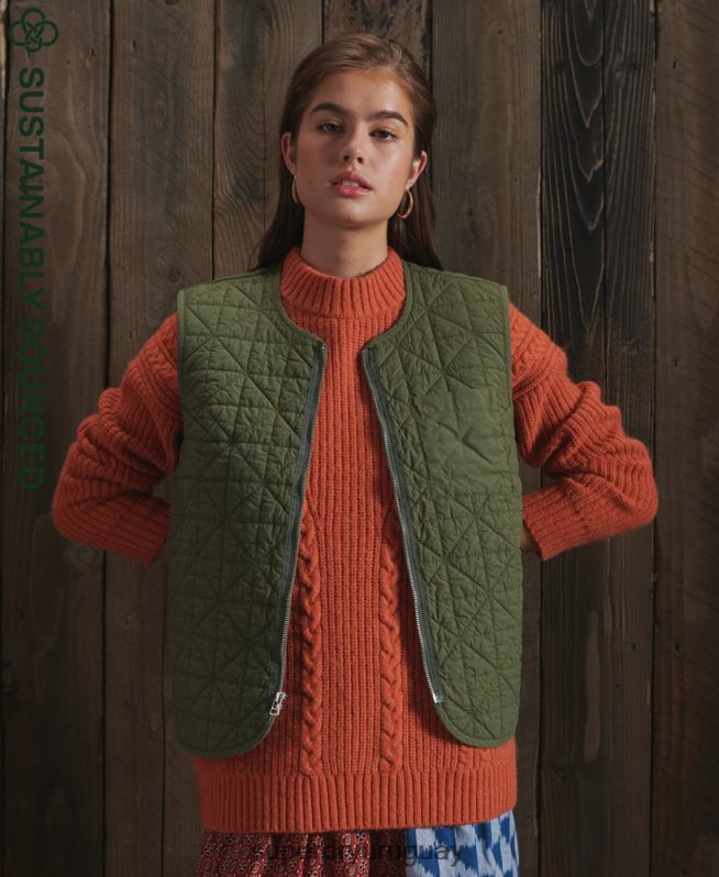 uy Superdry mujer chaleco Dry Liner de edición limitada caqui DT2N8Z5518 ropa