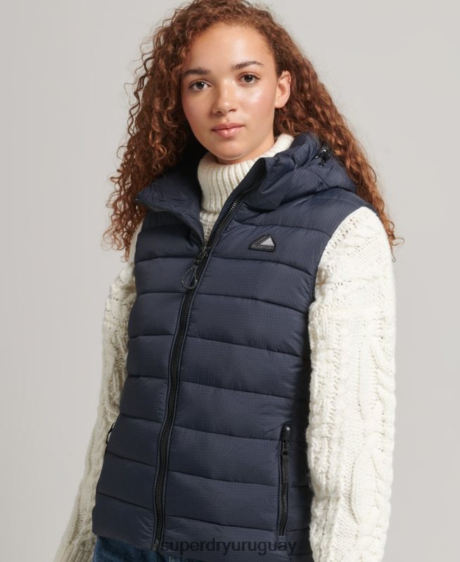 uy Superdry mujer chaleco acolchado clásico con capucha Armada DT2N8Z3797 ropa