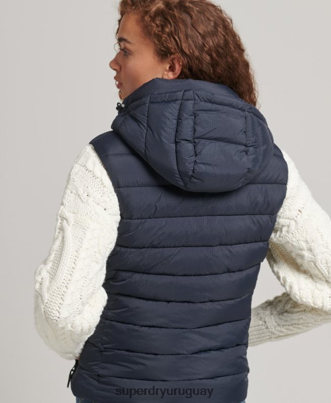 uy Superdry mujer chaleco acolchado clásico con capucha Armada DT2N8Z3797 ropa
