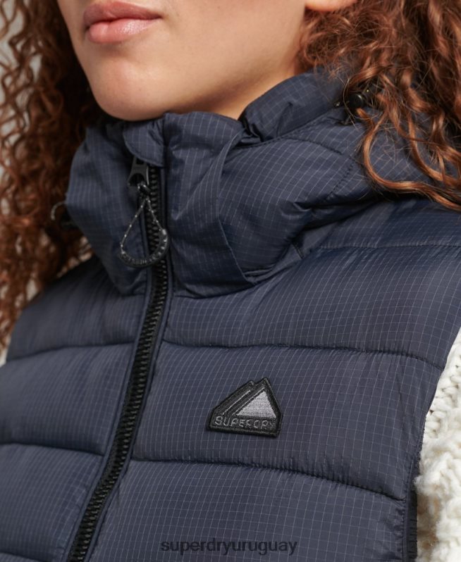 uy Superdry mujer chaleco acolchado clásico con capucha Armada DT2N8Z3797 ropa