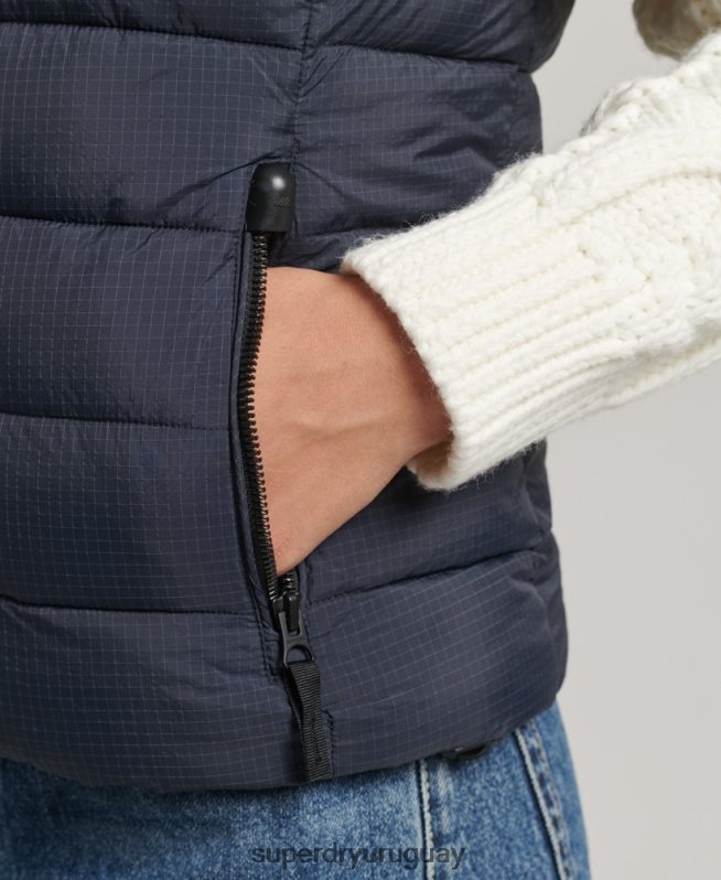 uy Superdry mujer chaleco acolchado clásico con capucha Armada DT2N8Z3797 ropa