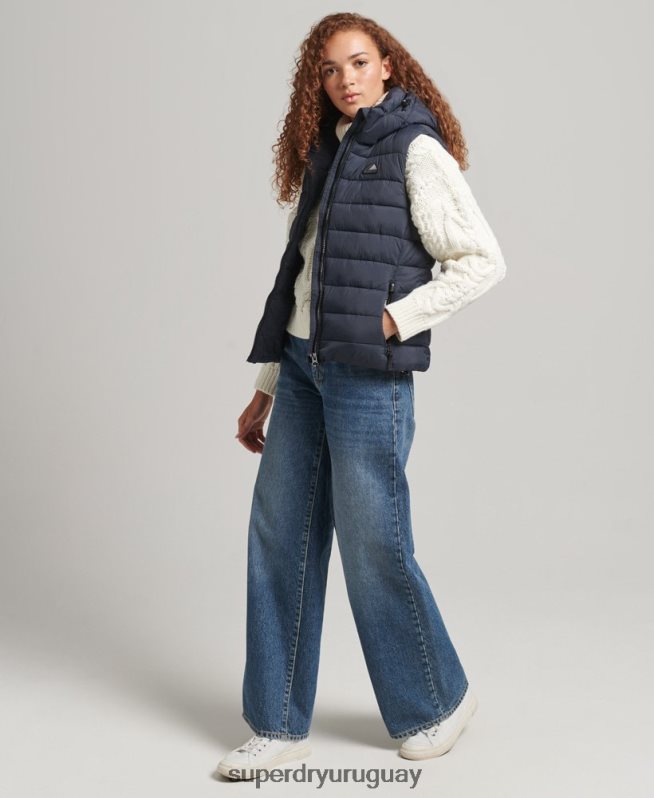 uy Superdry mujer chaleco acolchado clásico con capucha Armada DT2N8Z3797 ropa