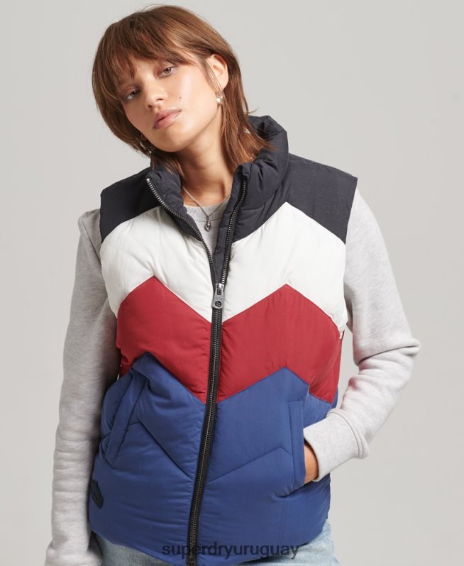 uy Superdry mujer chaleco acolchado con panel retro Armada DT2N8Z5502 ropa