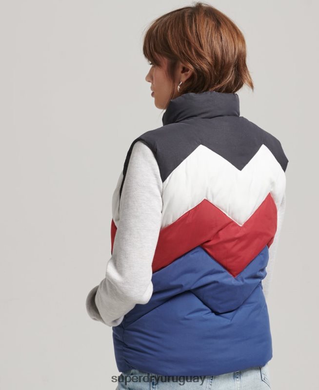 uy Superdry mujer chaleco acolchado con panel retro Armada DT2N8Z5502 ropa
