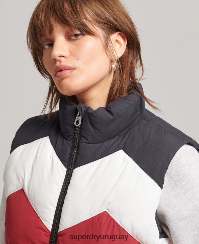 uy Superdry mujer chaleco acolchado con panel retro Armada DT2N8Z5502 ropa