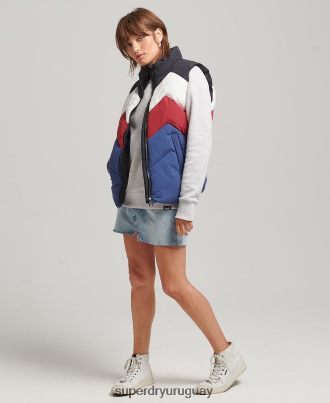 uy Superdry mujer chaleco acolchado con panel retro Armada DT2N8Z5502 ropa
