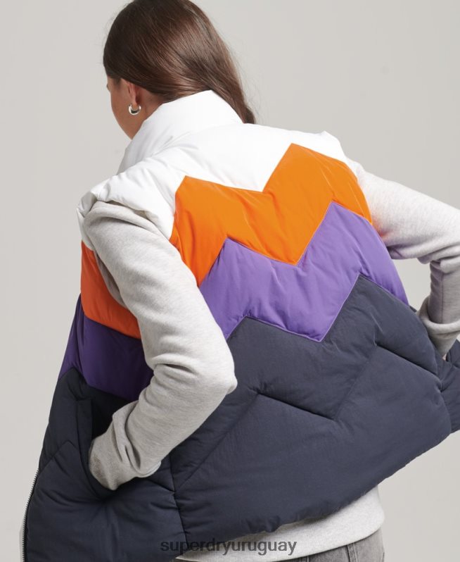uy Superdry mujer chaleco acolchado con panel retro Armada DT2N8Z5578 ropa