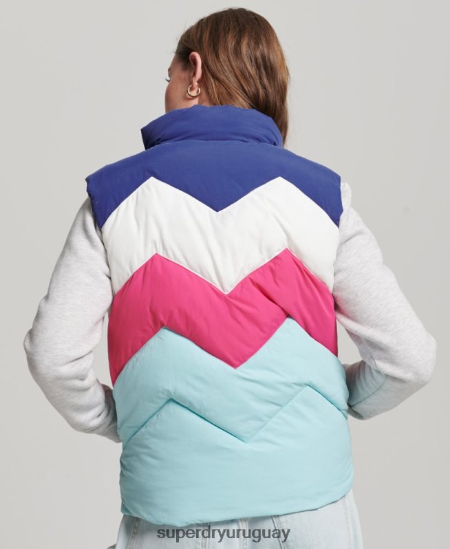 uy Superdry mujer chaleco acolchado con panel retro azul claro DT2N8Z5473 ropa