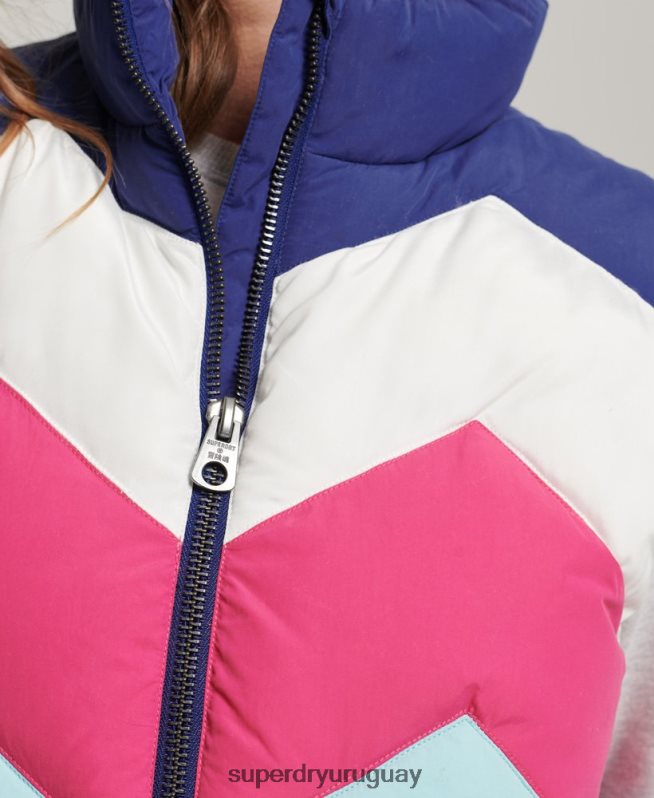 uy Superdry mujer chaleco acolchado con panel retro azul claro DT2N8Z5473 ropa