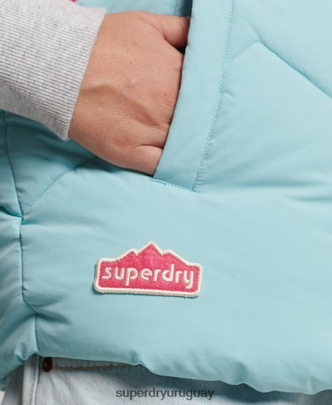 uy Superdry mujer chaleco acolchado con panel retro azul claro DT2N8Z5473 ropa