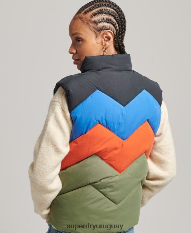 uy Superdry mujer chaleco acolchado con panel retro verde DT2N8Z5472 ropa