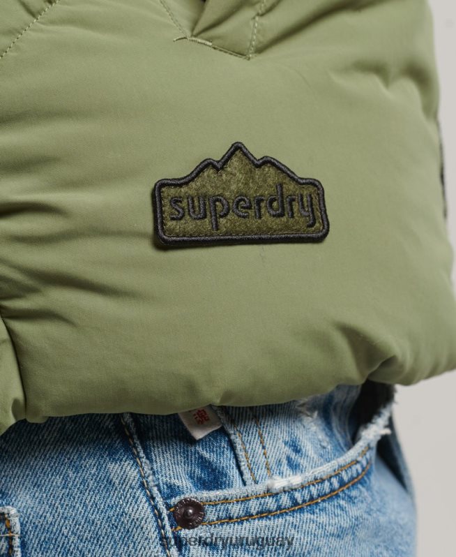 uy Superdry mujer chaleco acolchado con panel retro verde DT2N8Z5472 ropa