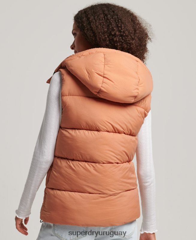 uy Superdry mujer chaleco acolchado corto touchline naranja DT2N8Z3580 ropa