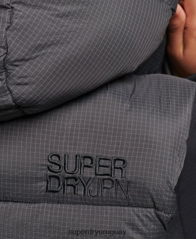 uy Superdry mujer chaleco acolchado corto touchline negro DT2N8Z3581 ropa