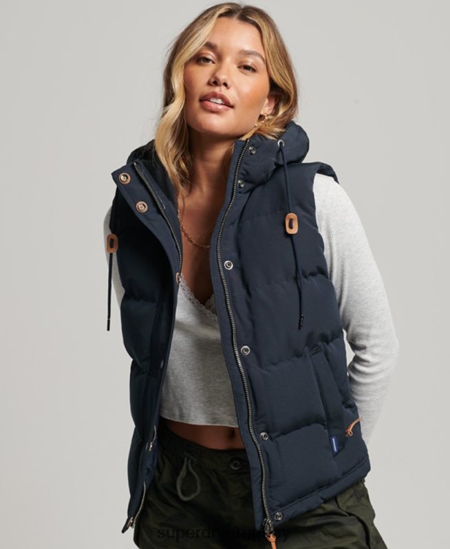 uy Superdry mujer chaleco acolchado everest con capucha Armada DT2N8Z3805 ropa