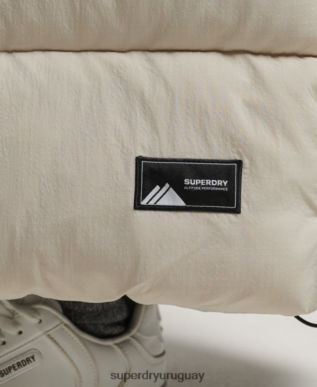 uy Superdry mujer chaleco acolchado largo de ripstop beige DT2N8Z3651 ropa