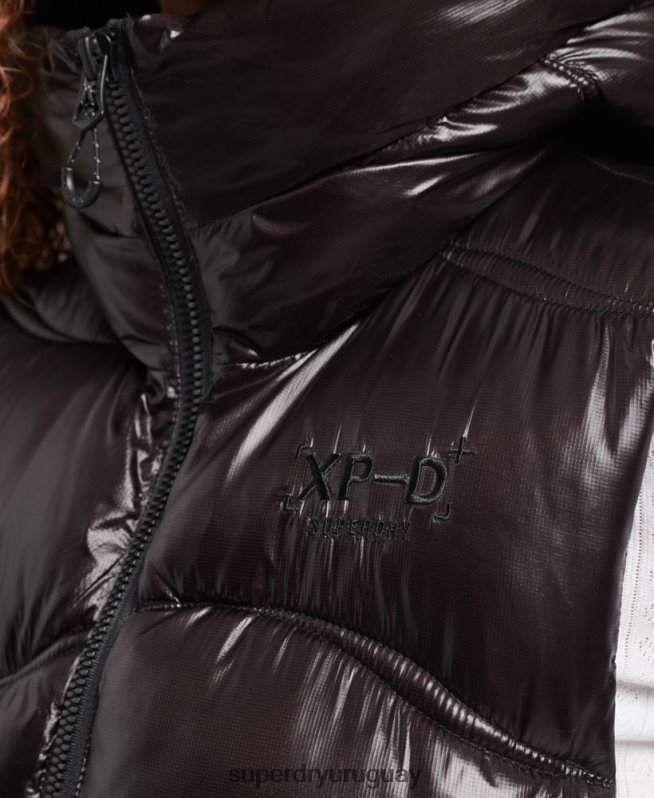 uy Superdry mujer chaleco capitonado Shine Quilt negro DT2N8Z5476 ropa