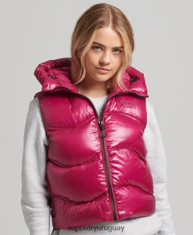 uy Superdry mujer chaleco capitonado Shine Quilt rosa DT2N8Z5505 ropa