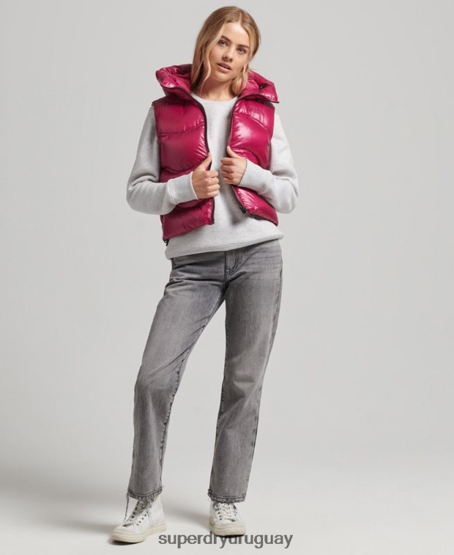 uy Superdry mujer chaleco capitonado Shine Quilt rosa DT2N8Z5505 ropa