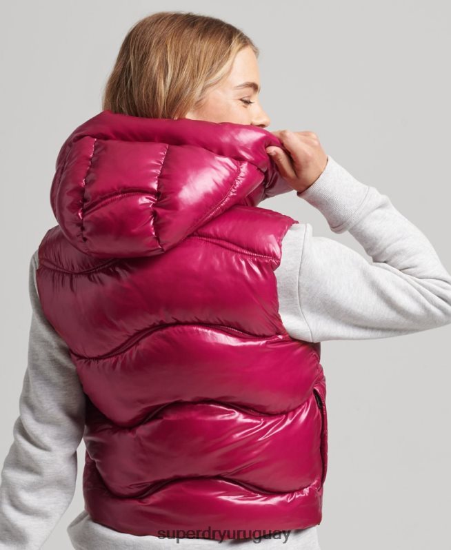 uy Superdry mujer chaleco capitonado Shine Quilt rosa DT2N8Z5505 ropa