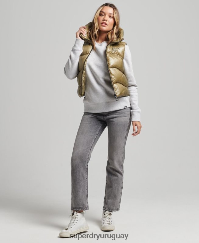 uy Superdry mujer chaleco capitonado Shine Quilt verde DT2N8Z5461 ropa