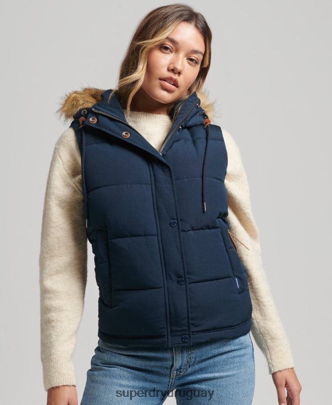 uy Superdry mujer chaleco de piel sintética everest Armada DT2N8Z3692 ropa