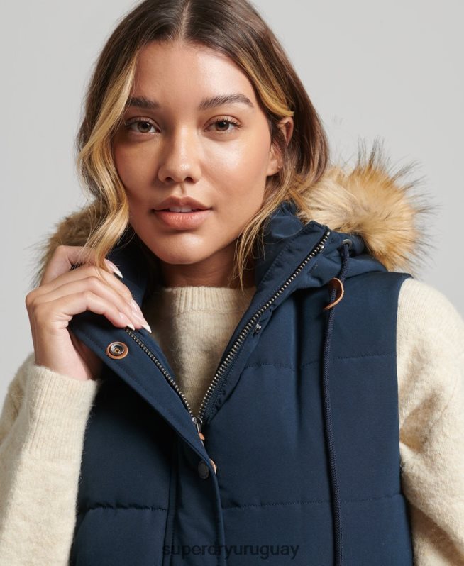 uy Superdry mujer chaleco de piel sintética everest Armada DT2N8Z3692 ropa