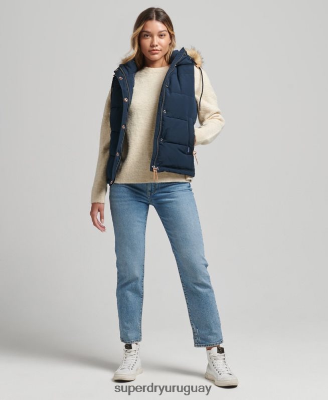uy Superdry mujer chaleco de piel sintética everest Armada DT2N8Z3692 ropa