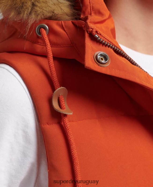 uy Superdry mujer chaleco de piel sintética everest naranja DT2N8Z3592 ropa