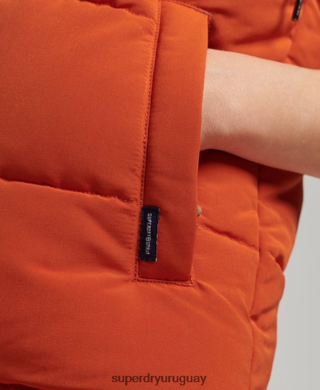 uy Superdry mujer chaleco de piel sintética everest naranja DT2N8Z3592 ropa