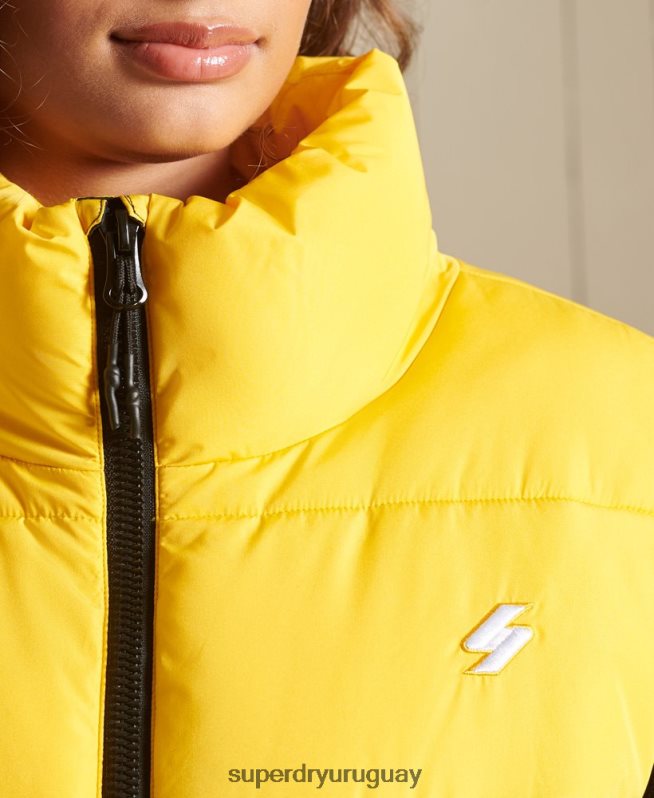 uy Superdry mujer chaleco deportivo acolchado oversize amarillo DT2N8Z5565 ropa