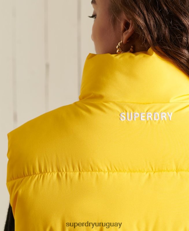 uy Superdry mujer chaleco deportivo acolchado oversize amarillo DT2N8Z5565 ropa