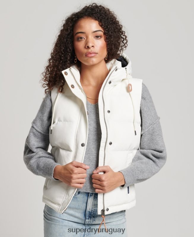 uy Superdry mujer chaleco everest vintage con capucha blanco DT2N8Z3536 ropa