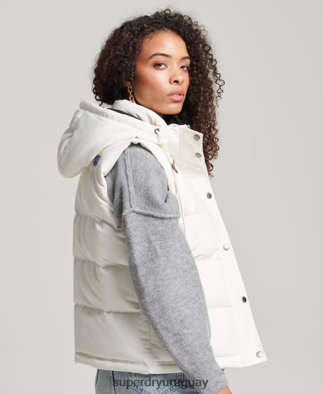 uy Superdry mujer chaleco everest vintage con capucha blanco DT2N8Z3536 ropa