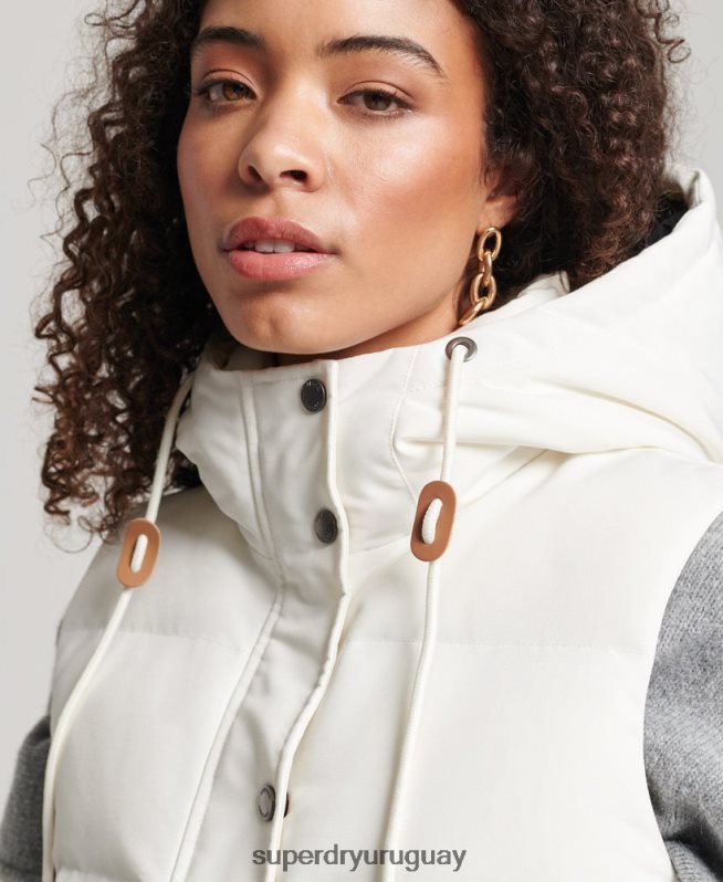 uy Superdry mujer chaleco everest vintage con capucha blanco DT2N8Z3536 ropa