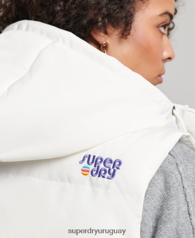 uy Superdry mujer chaleco everest vintage con capucha blanco DT2N8Z3536 ropa