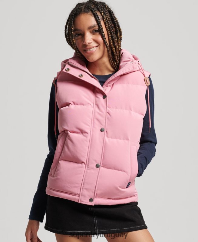 uy Superdry mujer chaleco everest vintage con capucha rosa DT2N8Z3556 ropa