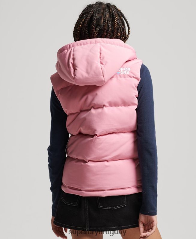 uy Superdry mujer chaleco everest vintage con capucha rosa DT2N8Z3556 ropa