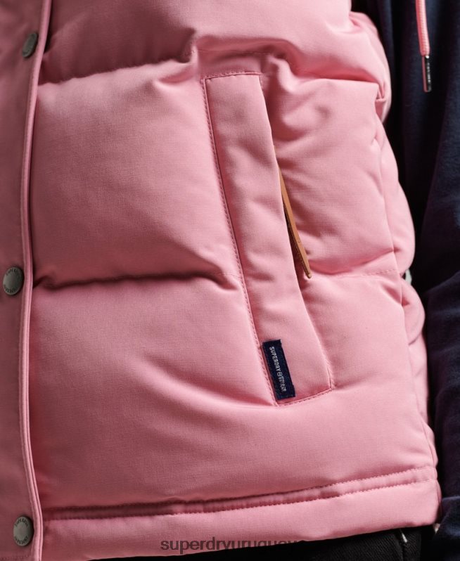 uy Superdry mujer chaleco everest vintage con capucha rosa DT2N8Z3556 ropa
