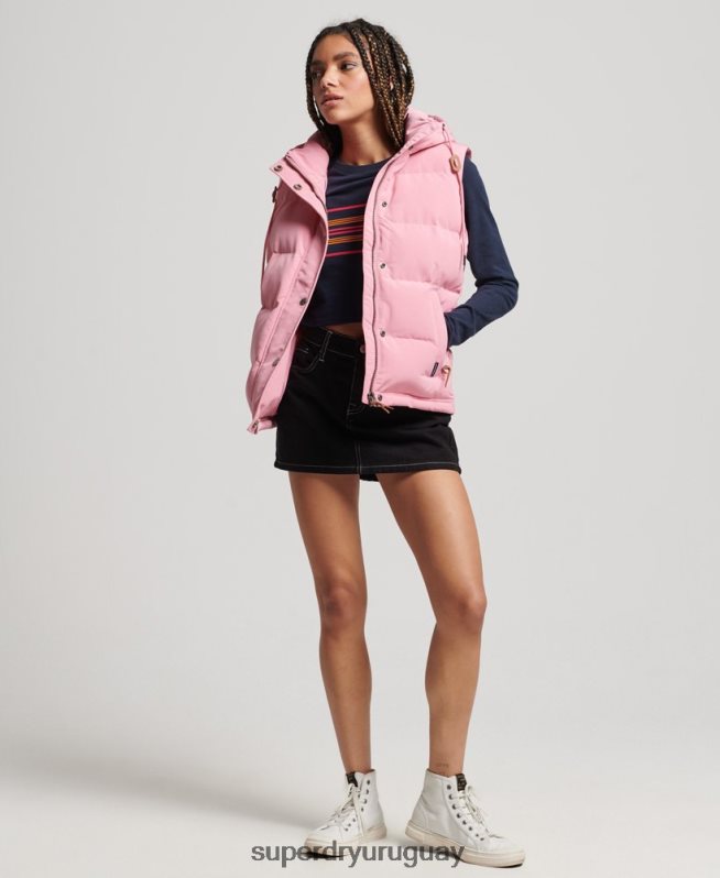 uy Superdry mujer chaleco everest vintage con capucha rosa DT2N8Z3556 ropa