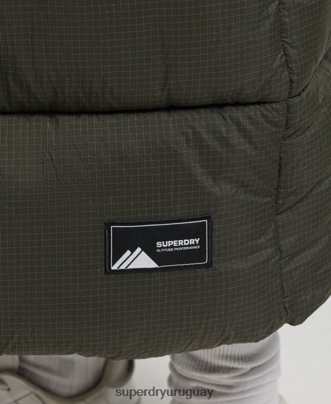uy Superdry mujer chaleco largo con capucha ripstop verde DT2N8Z3675 ropa