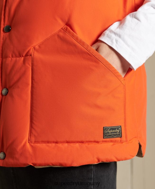 uy Superdry mujer chaleco oversize de mezcla de cuero naranja DT2N8Z5452 ropa