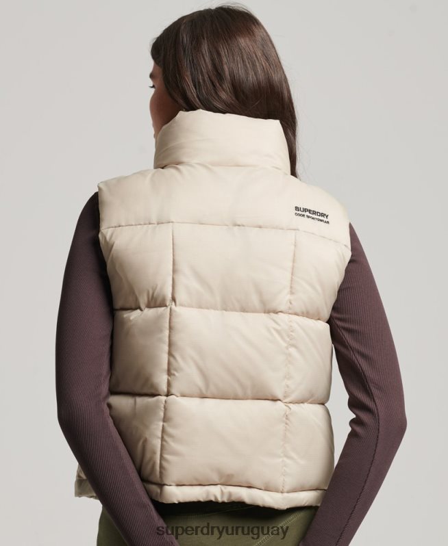uy Superdry mujer chaleco sport montaña beige DT2N8Z5632 ropa