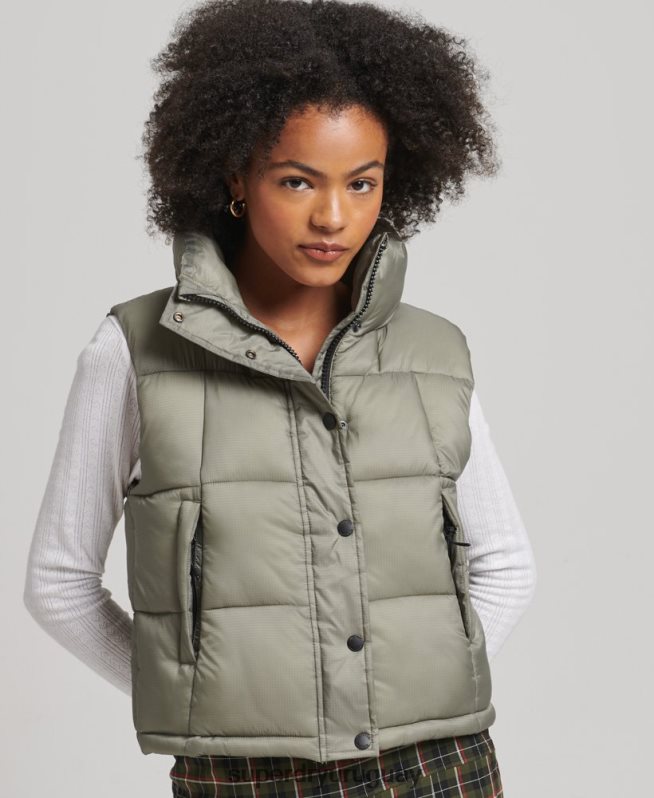 uy Superdry mujer chaleco sport montaña caqui DT2N8Z5440 ropa